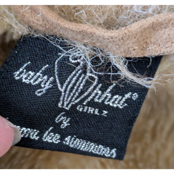 Baby Phat Girls Brown Tan Faux Fur Coat Size Small Y2K Penny Lane Embroidered - Picture 4 of 16